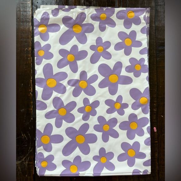 (25ct) Polymailer 14.5x19 purple flowers - Picture 1 of 2